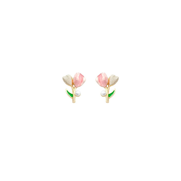 1 Pair Sweet Flower Enamel Plating Alloy Ear Studs