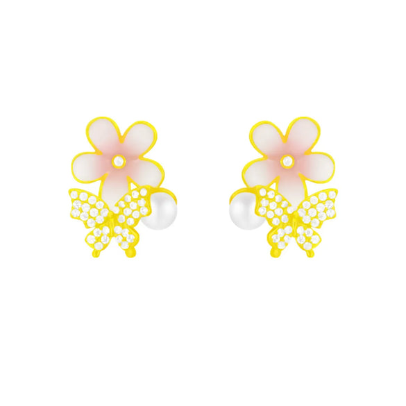 1 Pair Sweet Flower Copper Ear Studs