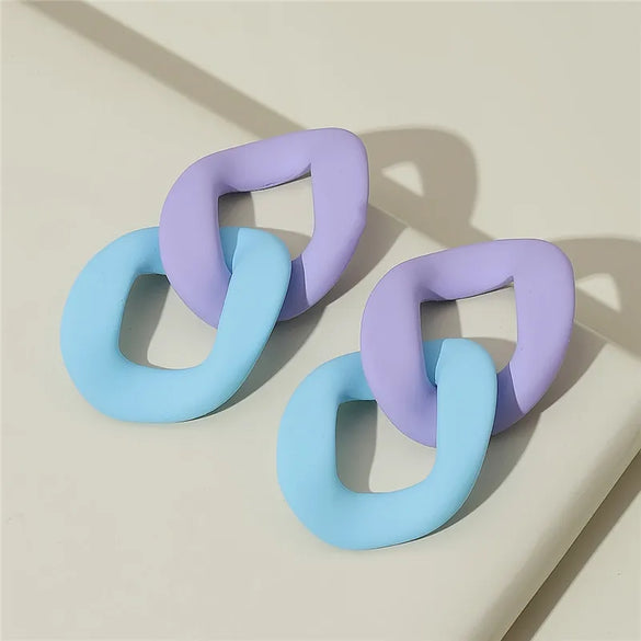 1 Pair Sweet Geometric Color Block Stoving Varnish Arylic Drop Earrings