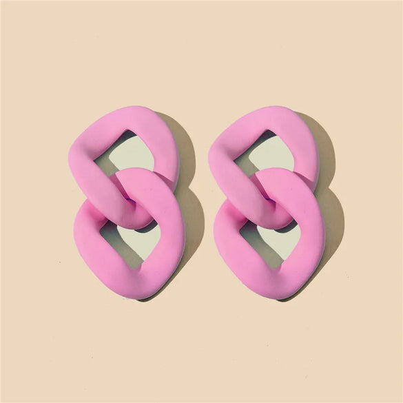 1 Pair Sweet Geometric Color Block Stoving Varnish Arylic Drop Earrings