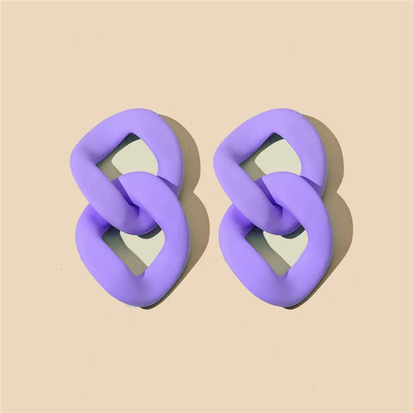 1 Pair Sweet Geometric Color Block Stoving Varnish Arylic Drop Earrings