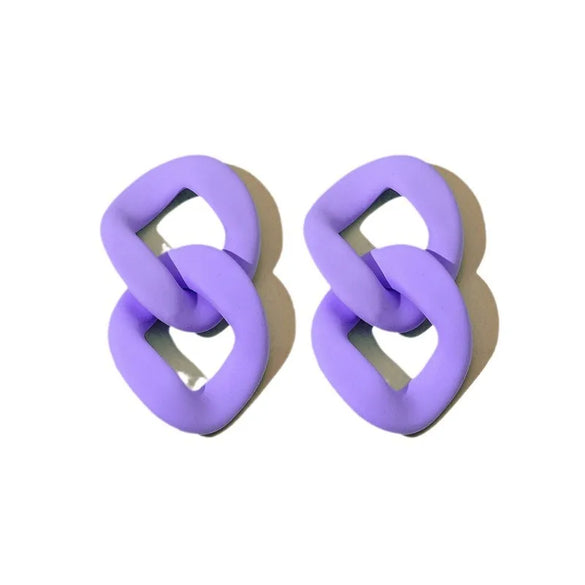 1 Pair Sweet Geometric Color Block Stoving Varnish Arylic Drop Earrings