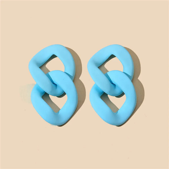 1 Pair Sweet Geometric Color Block Stoving Varnish Arylic Drop Earrings