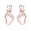 1 Pair Sweet Gesture Heart Shape Plating 201 Stainless Steel 18K Gold Plated Ear Studs