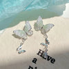 1 Pair Sweet Heart Shape Flower Fish Tail Artificial Crystal Alloy Earrings