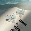1 Pair Sweet Heart Shape Flower Fish Tail Artificial Crystal Alloy Earrings