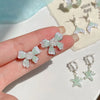 1 Pair Sweet Heart Shape Flower Fish Tail Artificial Crystal Alloy Earrings