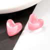 1 Pair Sweet Heart Shape Plastic Resin Ear Studs