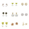 1 Pair Sweet Heart Shape Rose Flower Inlay Imitation Pearl Alloy Rhinestones Earrings