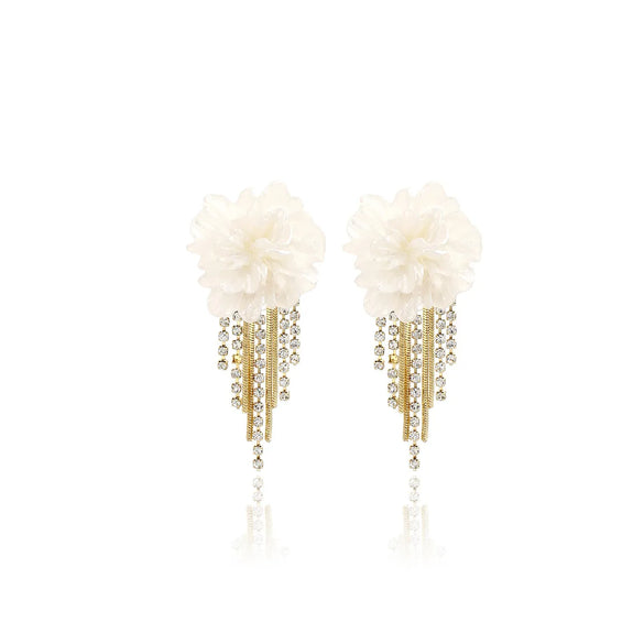 1 Pair Sweet IG Style Flower Tassel Inlay Zinc Alloy Rhinestones Drop Earrings