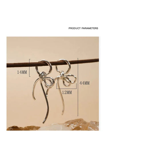 1 Pair Sweet Simple Style Bow Knot Inlay Sterling Silver Zircon Drop Earrings