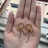 1 Pair Sweet Simple Style Bow Knot Inlay Sterling Silver Zircon Drop Earrings