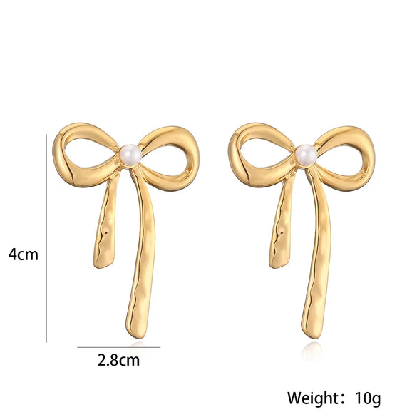 1 Pair Sweet Simple Style Bow Knot Plating 304 Stainless Steel 18K Gold Plated Ear Studs