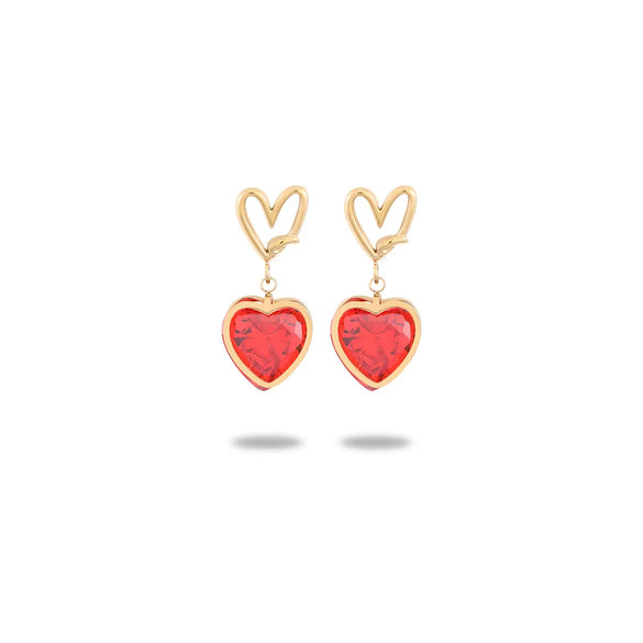 1 Pair Sweet Simple Style C Shape Heart Shape Enamel Plating Inlay 304 Stainless Steel Zircon Drop Earrings Ear Studs