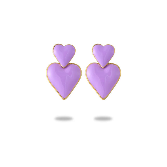 1 Pair Sweet Simple Style C Shape Heart Shape Enamel Plating Inlay 304 Stainless Steel Zircon Drop Earrings Ear Studs