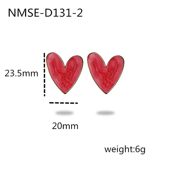 1 Pair Sweet Simple Style C Shape Heart Shape Enamel Plating Inlay 304 Stainless Steel Zircon Drop Earrings Ear Studs