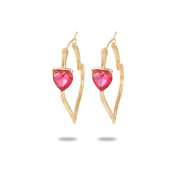 1 Pair Sweet Simple Style C Shape Heart Shape Enamel Plating Inlay 304 Stainless Steel Zircon Drop Earrings Ear Studs