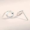 1 Pair Sweet Simple Style Geometric Hollow Out Inlay Sterling Silver Zircon Ear Studs