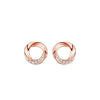 1 Pair Sweet Simple Style Geometric Hollow Out Inlay Sterling Silver Zircon Ear Studs