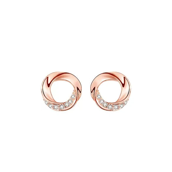 1 Pair Sweet Simple Style Geometric Hollow Out Inlay Sterling Silver Zircon Ear Studs