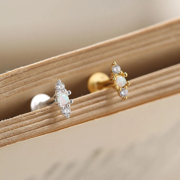 1 Pair Sweet Simple Style Geometric Inlay Sterling Silver Pearl Zircon Ear Studs