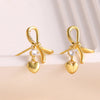 1 Pair Sweet Simple Style Heart Shape Bow Knot Plating Inlay Copper Zircon 18K Gold Plated Drop Earrings