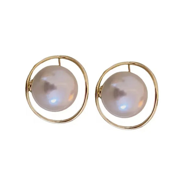 1 Pair Sweet Simple Style Round Inlay Imitation Pearl Alloy Artificial Pearls Ear Studs