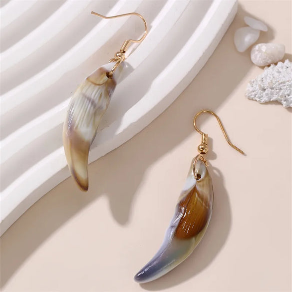 1 Pair Vacation Beach Simple Style Scallop Starfish Conch Alloy Plastic Drop Earrings
