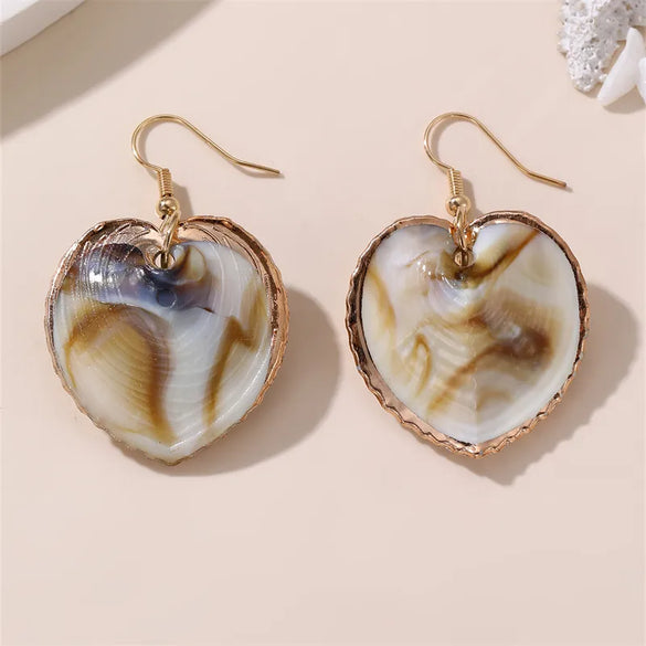 1 Pair Vacation Beach Simple Style Scallop Starfish Conch Alloy Plastic Drop Earrings