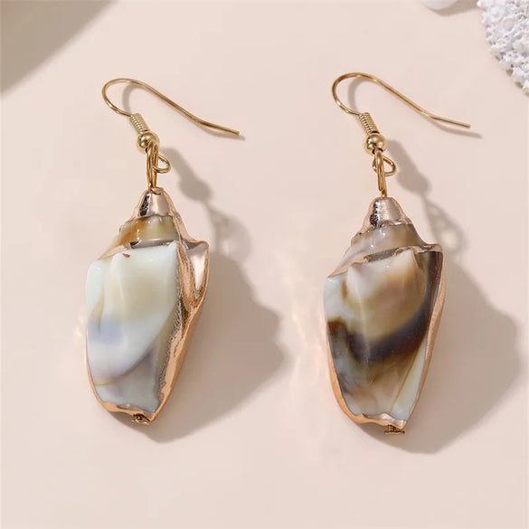 1 Pair Vacation Beach Simple Style Scallop Starfish Conch Alloy Plastic Drop Earrings