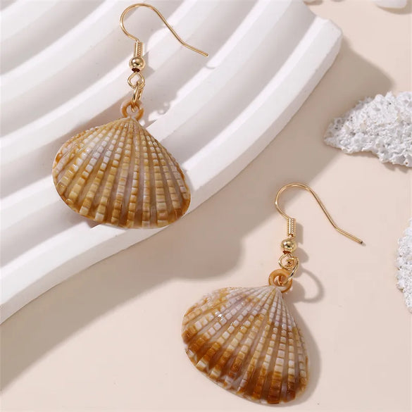 1 Pair Vacation Beach Simple Style Scallop Starfish Conch Alloy Plastic Drop Earrings