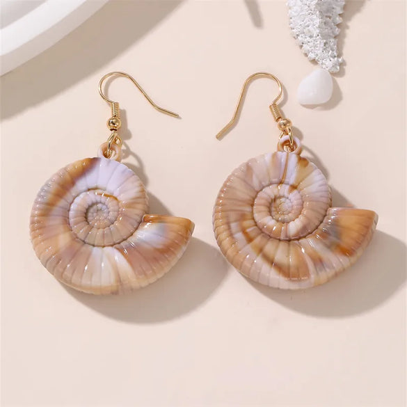 1 Pair Vacation Beach Simple Style Scallop Starfish Conch Alloy Plastic Drop Earrings