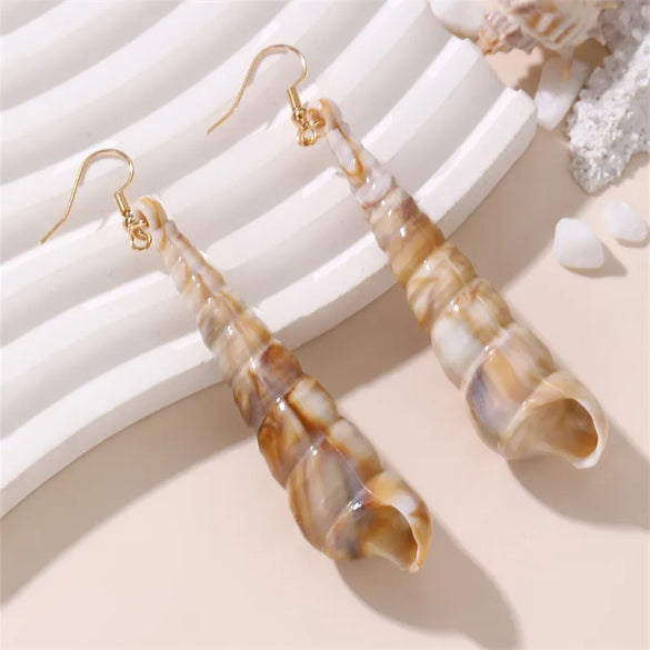 1 Pair Vacation Beach Simple Style Scallop Starfish Conch Alloy Plastic Drop Earrings