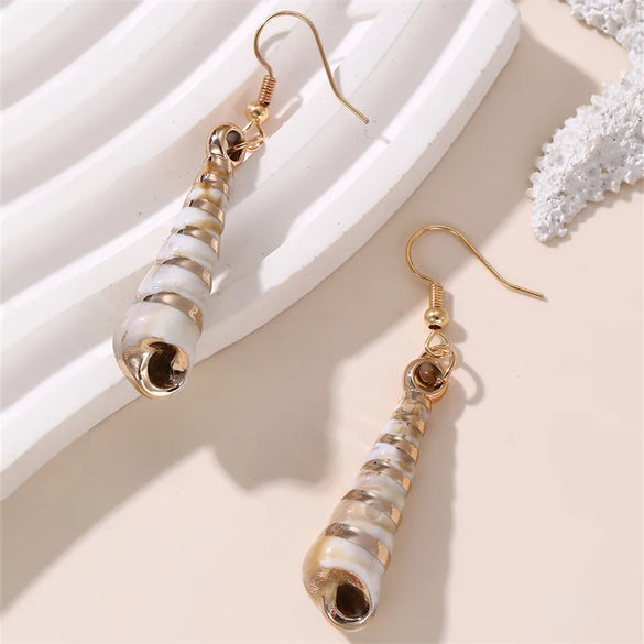 1 Pair Vacation Beach Simple Style Scallop Starfish Conch Alloy Plastic Drop Earrings