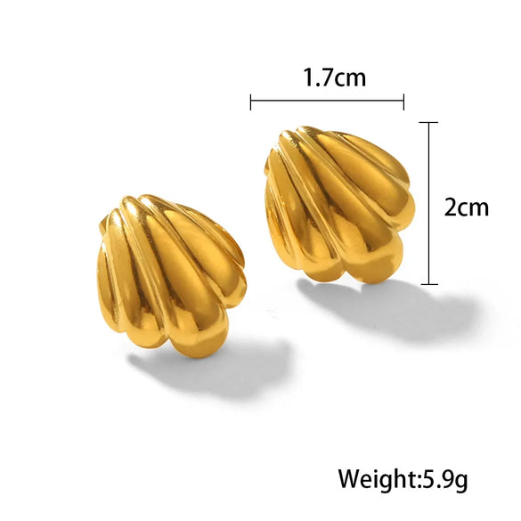 1 Pair Vacation Beach Simple Style Solid Color Shell Plating 304 Stainless Steel 18K Gold Plated Ear Studs