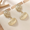 1 Pair Vacation Beach Starfish Conch Shell Alloy Silica Gel Drop Earrings