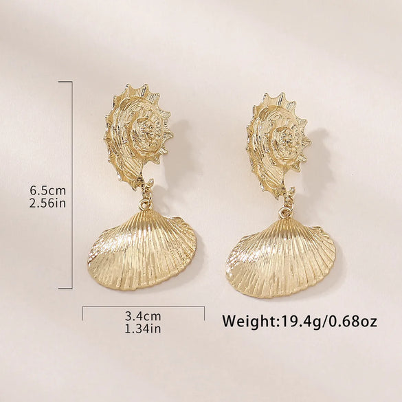 1 Pair Vacation Beach Starfish Conch Shell Alloy Silica Gel Drop Earrings
