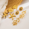 1 Pair Vacation Beach Starfish Coral Plating 304 Stainless Steel Ear Studs