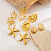 1 Pair Vacation Beach Starfish Coral Plating 304 Stainless Steel Ear Studs