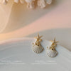 1 Pair Vacation Beach Starfish Pearl Shell Alloy Drop Earrings