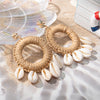 1 Pair Vacation Bohemian Beach Round Shell Braid Alloy Shell Drop Earrings