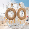1 Pair Vacation Bohemian Beach Round Shell Braid Alloy Shell Drop Earrings