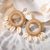 1 Pair Vacation Bohemian Beach Round Shell Braid Alloy Shell Drop Earrings