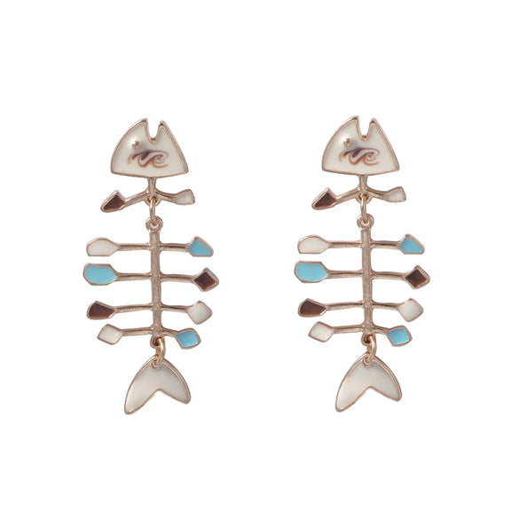 1 Pair Vacation Classic Style Fish Bone Zinc Alloy Ear Studs