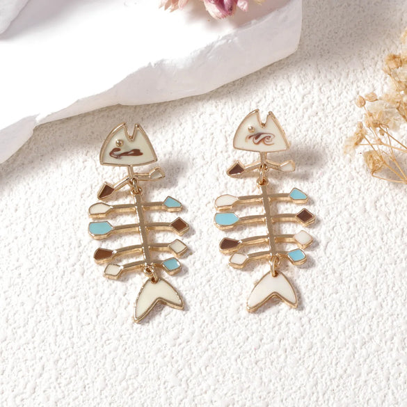 1 Pair Vacation Classic Style Fish Bone Zinc Alloy Ear Studs