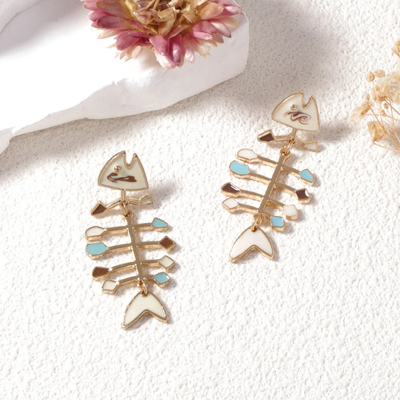 1 Pair Vacation Classic Style Fish Bone Zinc Alloy Ear Studs