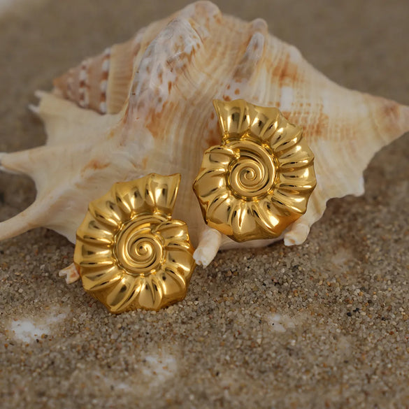 1 Pair Vacation Conch 304 Stainless Steel 18K Gold Plated Ear Studs