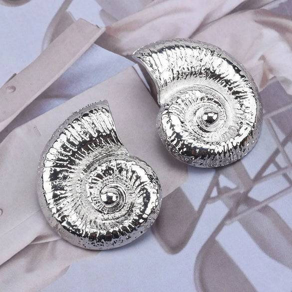 1 Pair Vacation Conch Plating Metal Ear Studs