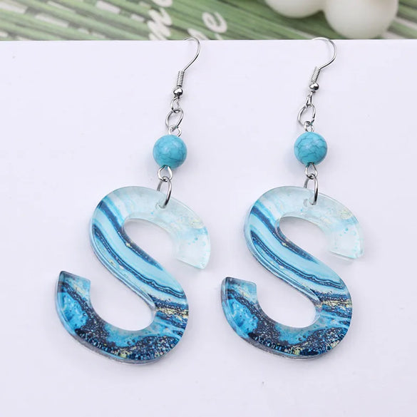 1 Pair Vacation Letter Arylic Drop Earrings