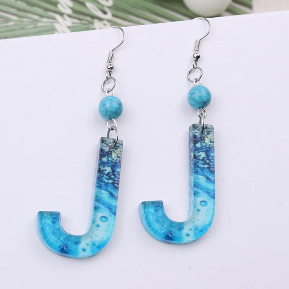 1 Pair Vacation Letter Arylic Drop Earrings